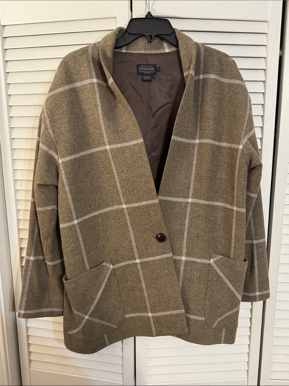Pendleton Olive Brown Plaid Wool Blazer